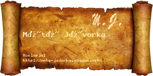 Máté Jávorka névjegykártya